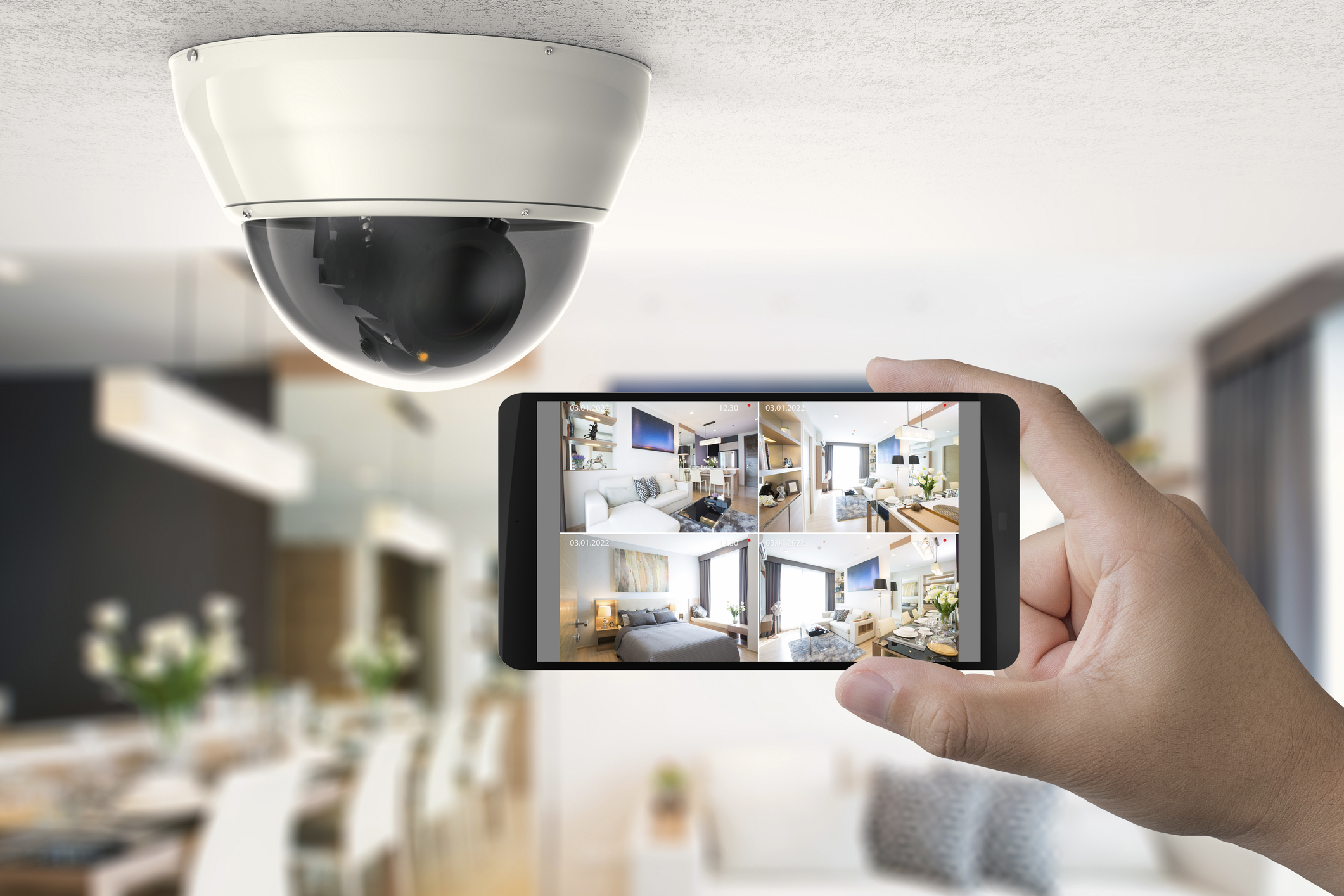 3D rendering mobile connect with security camera